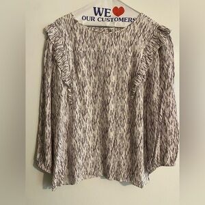 LOFT Black and White Ruffle Blouse